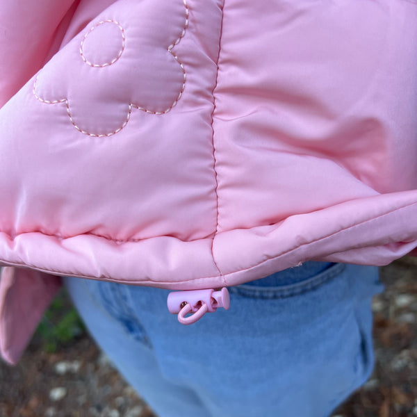 Pale Pink Daisy Puffer Jackets