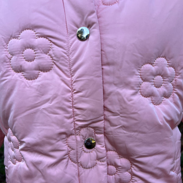 Pale Pink Daisy Puffer Jackets